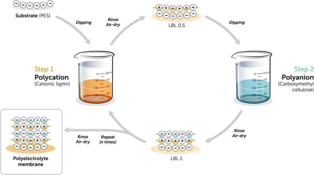 Принципиальная схема изготовления полиэлектролитной мембраны.